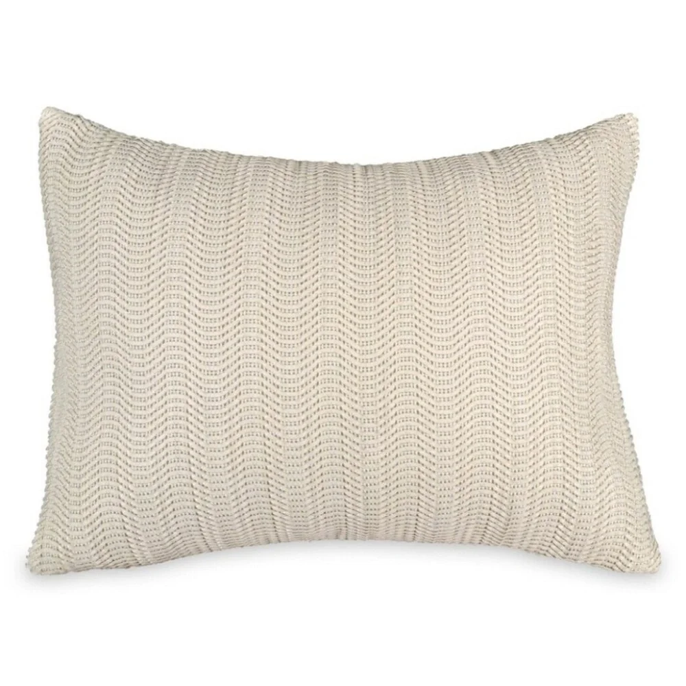 NWT $175 Donna Karan Faux Leather Woven Decorative Pillow Ivory‎ [SZ 12